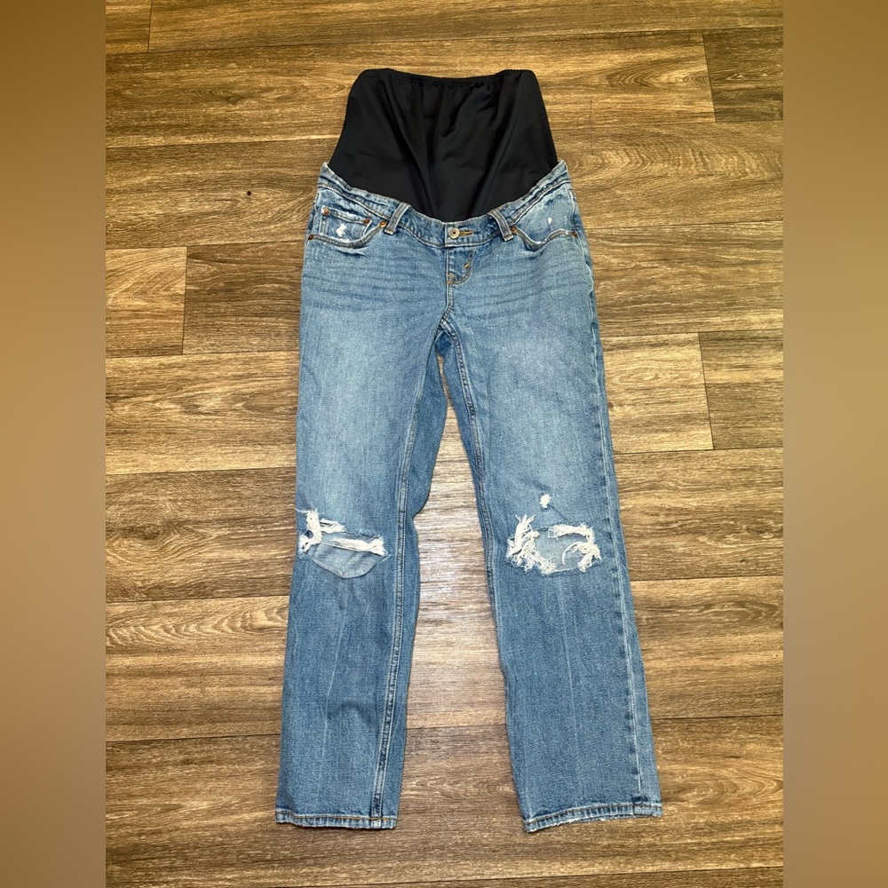 Abercrombie and Fitch Ankle Straight Women's Blue Maternity Jeans